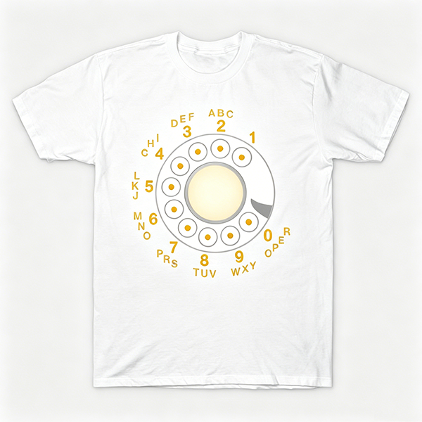 Vintage Rotary Phone Dial Pattern T-Shirt--VINT051