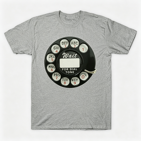 Vintage Rotary Phone Dial Pattern T-Shirt--VINT017
