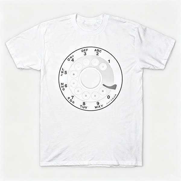 Vintage Rotary Phone Dial Pattern T-Shirt--VINT053