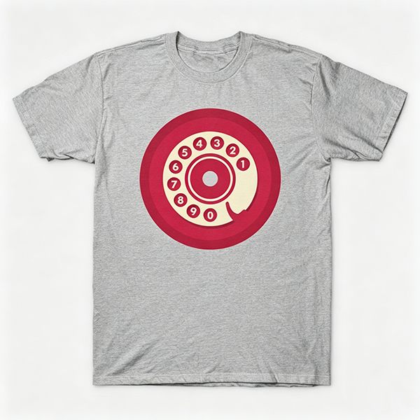 Vintage Rotary Phone Dial Pattern T-Shirt--VINT032