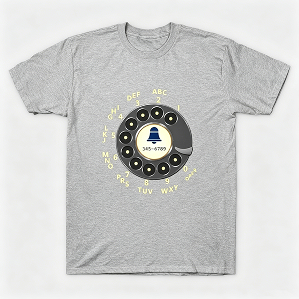 Vintage Rotary Phone Dial Pattern T-Shirt--VINT001