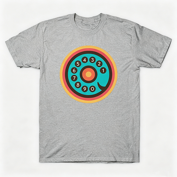 Vintage Rotary Phone Dial Pattern T-Shirt--VINT006