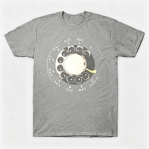 Vintage Rotary Phone Dial Pattern T-Shirt--VINT004