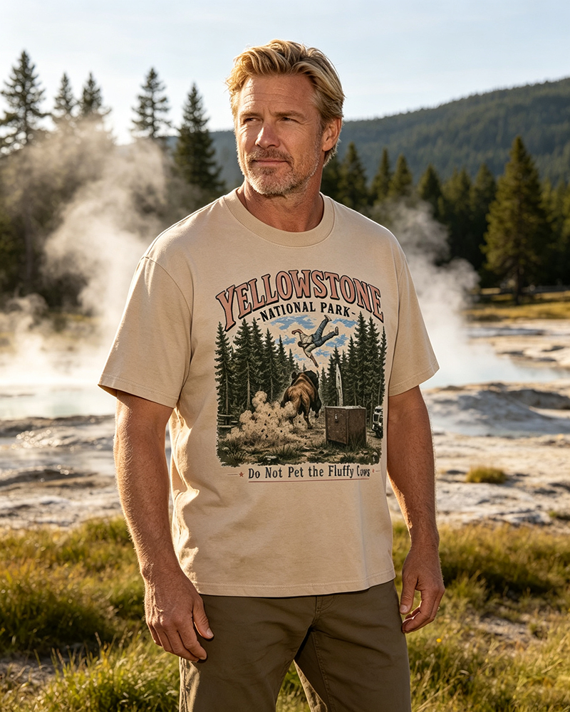 Yellowstone National Park Vintage T-Shirt, Western Wildlife Adventure Graphic Tee
