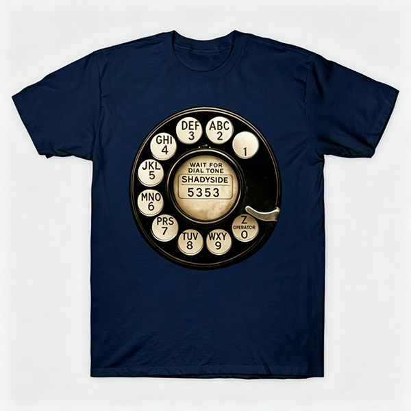 Vintage Rotary Phone Dial Pattern T-Shirt--VINT031