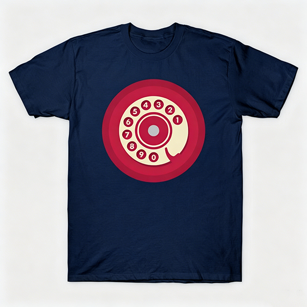 Vintage Rotary Phone Dial Pattern T-Shirt--VINT032