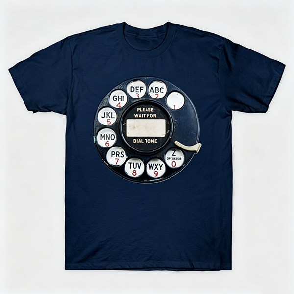 Vintage Rotary Phone Dial Pattern T-Shirt--VINT029
