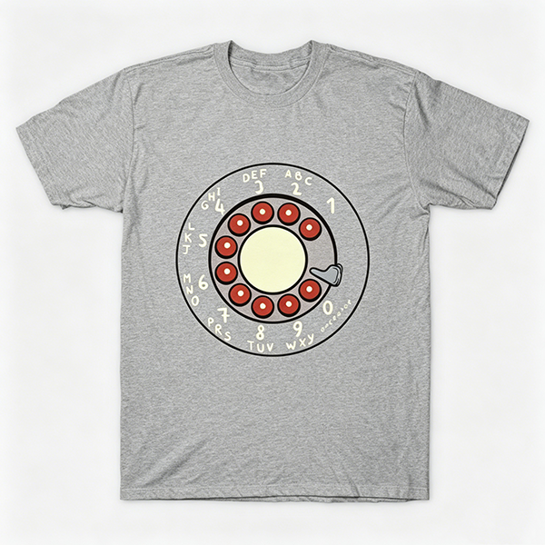 Vintage Rotary Phone Dial Pattern T-Shirt--VINT044