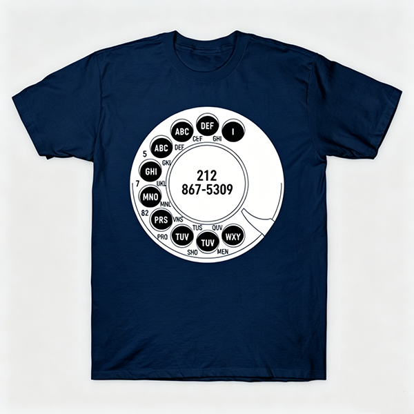 Vintage Rotary Phone Dial Pattern T-Shirt--VINT019