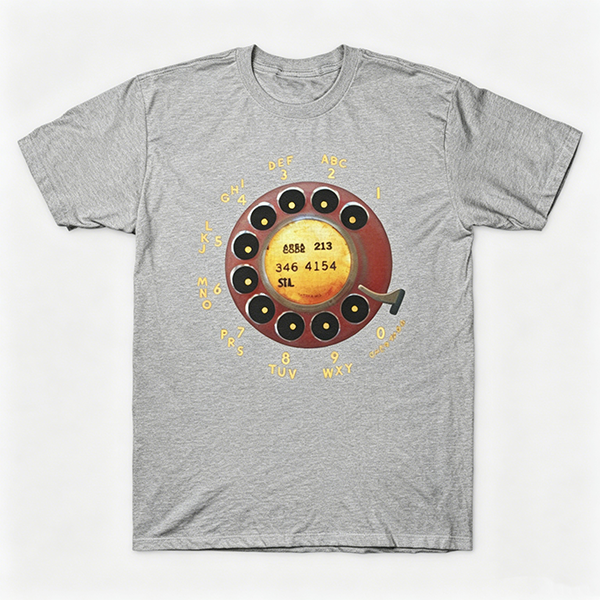 Vintage Rotary Phone Dial Pattern T-Shirt--VINT042