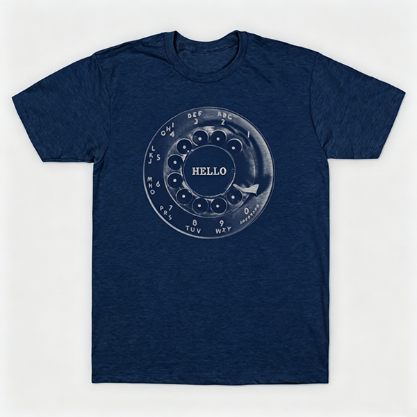 Vintage Rotary Phone Dial Pattern T-Shirt--VINT020