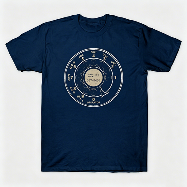 Vintage Rotary Phone Dial Pattern T-Shirt--VINT014