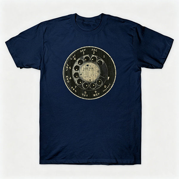Vintage Rotary Phone Dial Pattern T-Shirt--VINT028