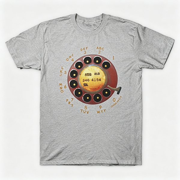 Vintage Rotary Phone Dial Pattern T-Shirt--VINT040