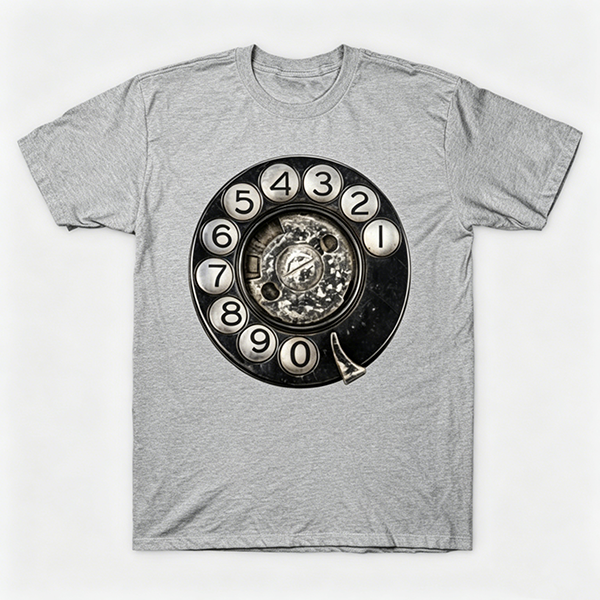 Vintage Rotary Phone Dial Pattern T-Shirt--VINT038