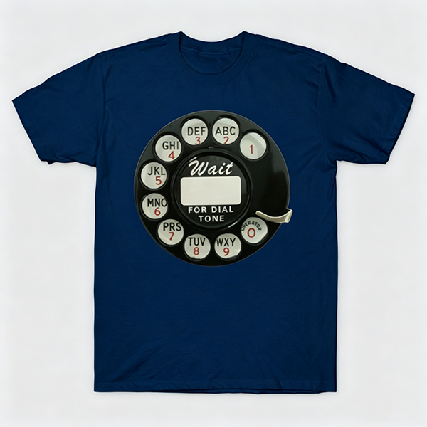 Vintage Rotary Phone Dial Pattern T-Shirt--VINT017