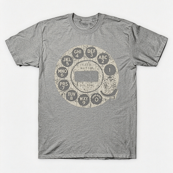 Vintage Rotary Phone Dial Pattern T-Shirt--VINT039