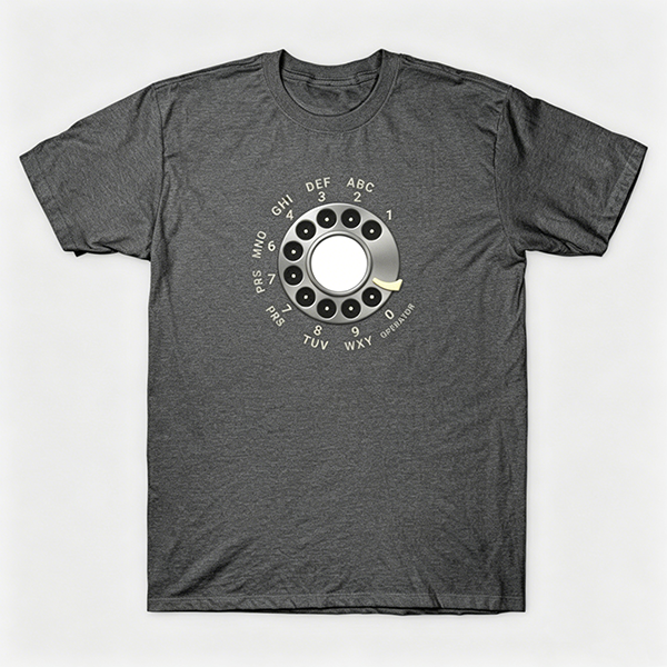 Vintage Rotary Phone Dial Pattern T-Shirt--VINT024