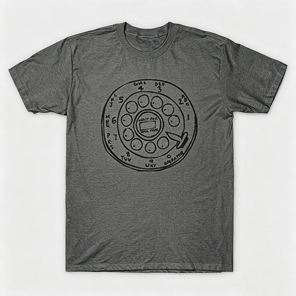 Vintage Rotary Phone Dial Pattern T-Shirt--VINT007