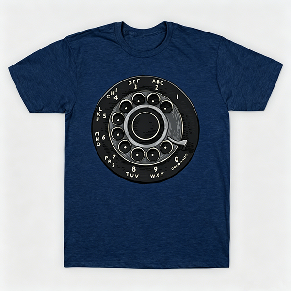 Vintage Rotary Phone Dial Pattern T-Shirt--VINT049
