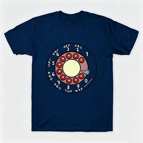 Vintage Rotary Phone Dial Pattern T-Shirt--VINT044