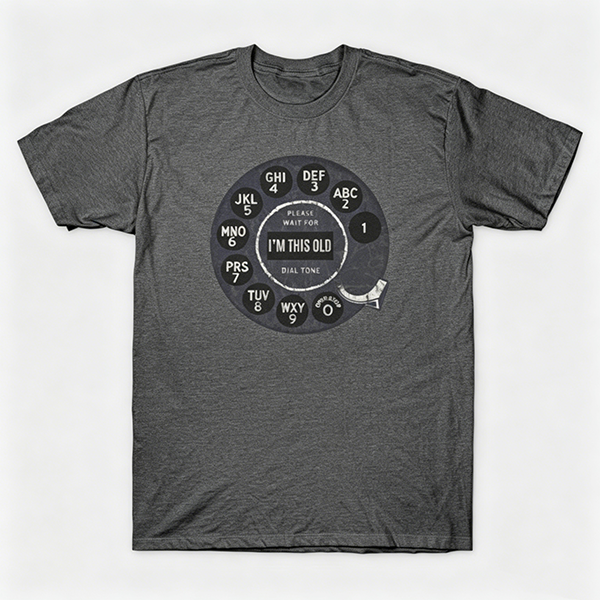 Vintage Rotary Phone Dial Pattern T-Shirt--VINT016