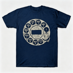 Vintage Rotary Phone Dial Pattern T-Shirt--VINT039