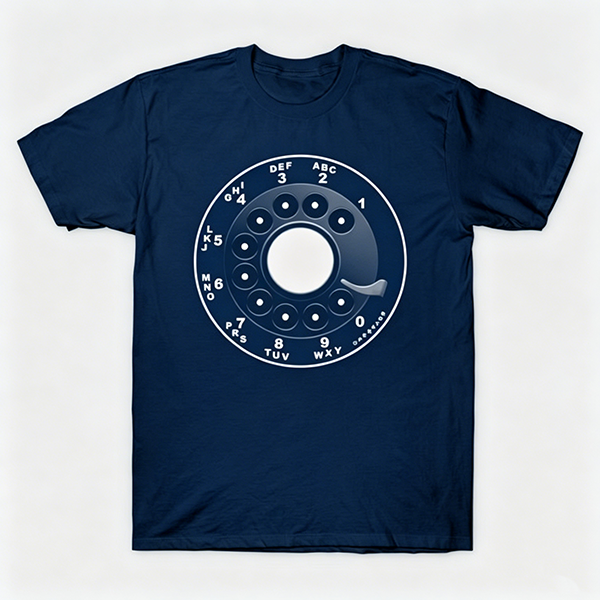 Vintage Rotary Phone Dial Pattern T-Shirt--VINT053