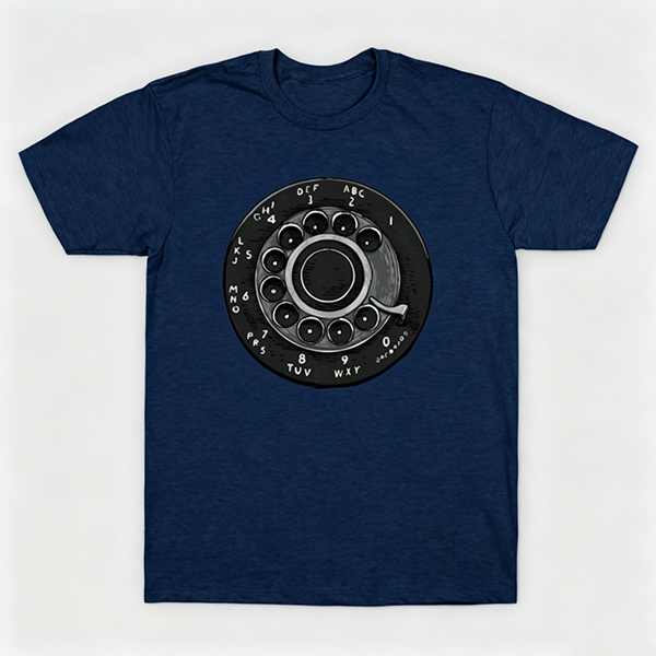 Vintage Rotary Phone Dial Pattern T-Shirt--VINT036