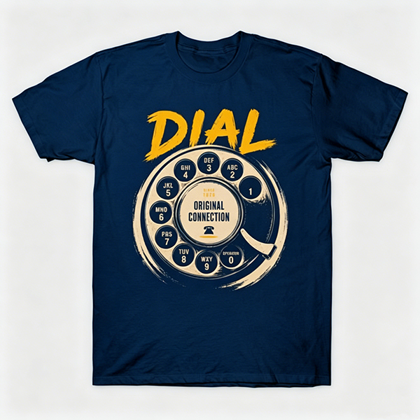 Vintage Rotary Phone Dial Pattern T-Shirt--VINT043