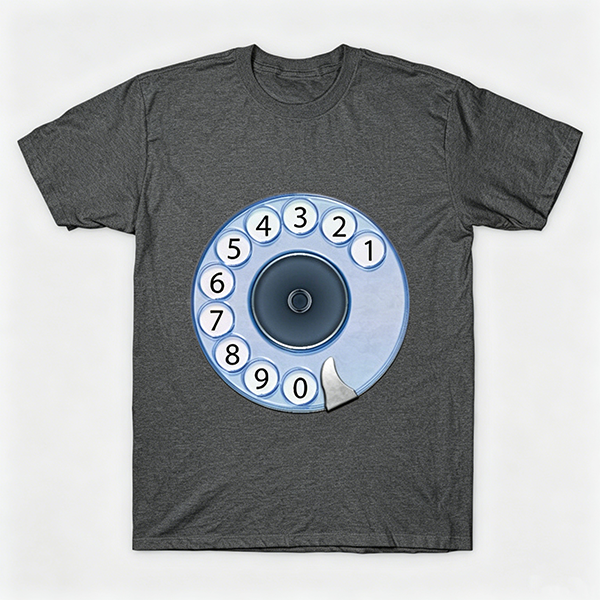 Vintage Rotary Phone Dial Pattern T-Shirt--VINT012