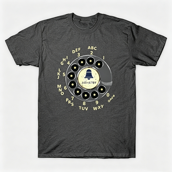 Vintage Rotary Phone Dial Pattern T-Shirt--VINT037
