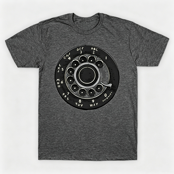 Vintage Rotary Phone Dial Pattern T-Shirt--VINT049