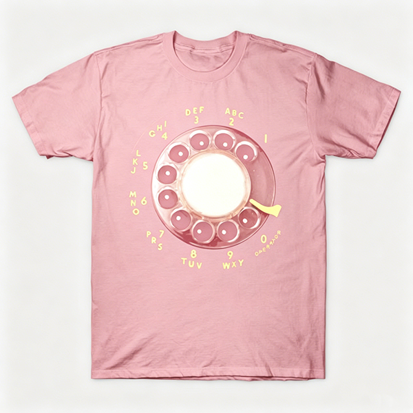 Vintage Rotary Phone Dial Pattern T-Shirt--VINT011