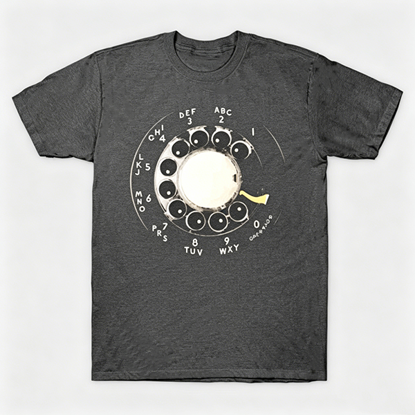 Vintage Rotary Phone Dial Pattern T-Shirt--VINT004