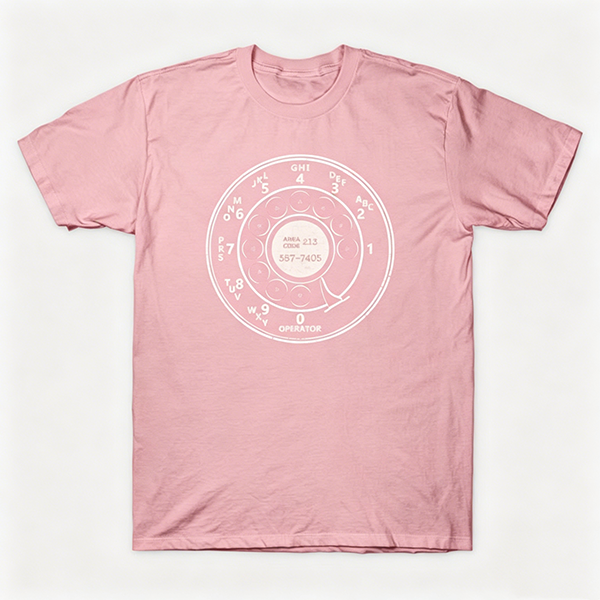 Vintage Rotary Phone Dial Pattern T-Shirt--VINT014