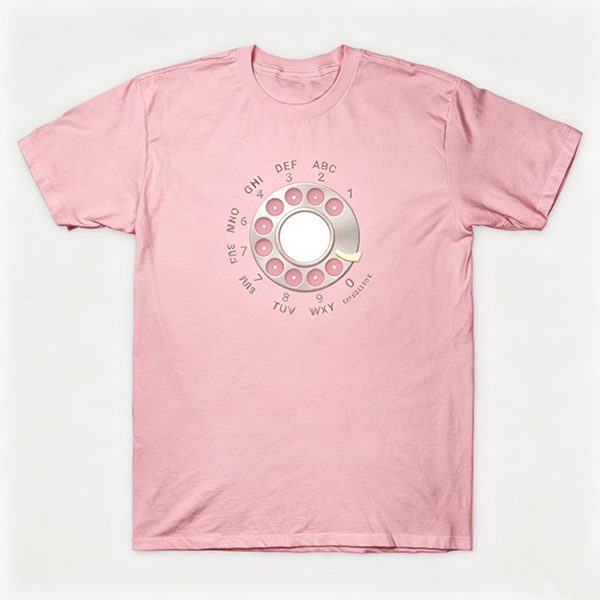 Vintage Rotary Phone Dial Pattern T-Shirt--VINT024