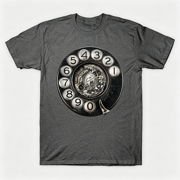 Vintage Rotary Phone Dial Pattern T-Shirt--VINT038