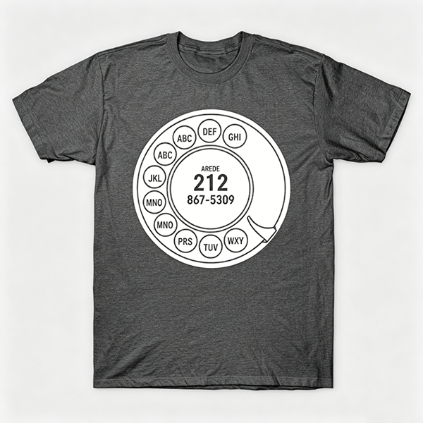 Vintage Rotary Phone Dial Pattern T-Shirt--VINT050