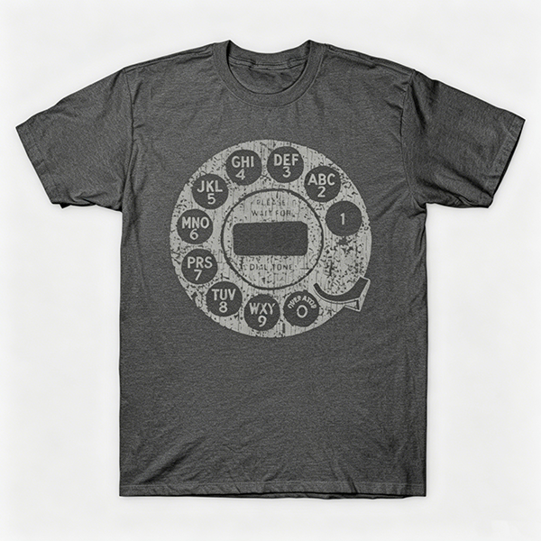 Vintage Rotary Phone Dial Pattern T-Shirt--VINT039