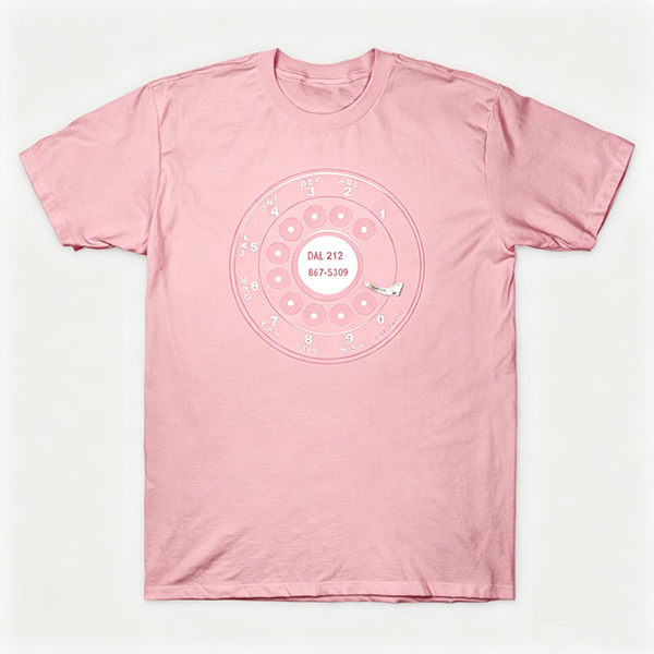 Vintage Rotary Phone Dial Pattern T-Shirt--VINT008