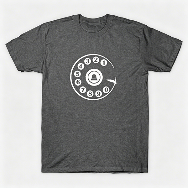 Vintage Rotary Phone Dial Pattern T-Shirt--VINT035