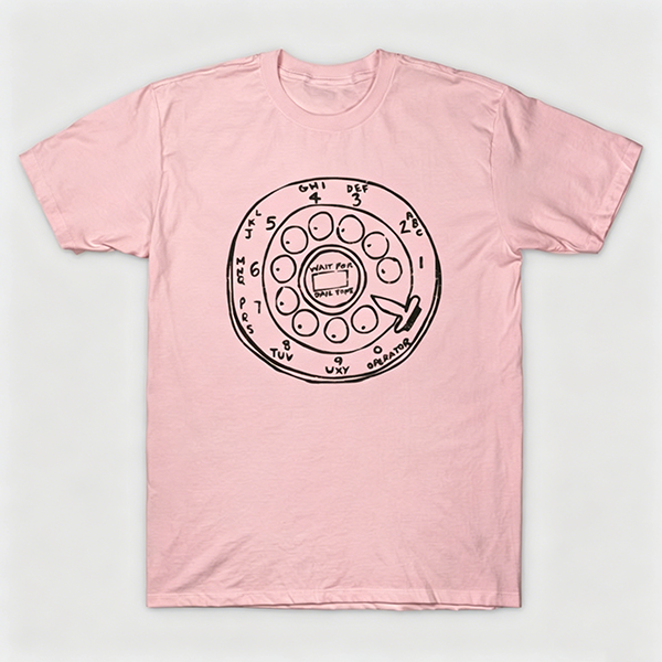 Vintage Rotary Phone Dial Pattern T-Shirt--VINT007