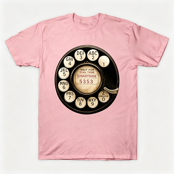 Vintage Rotary Phone Dial Pattern T-Shirt--VINT031