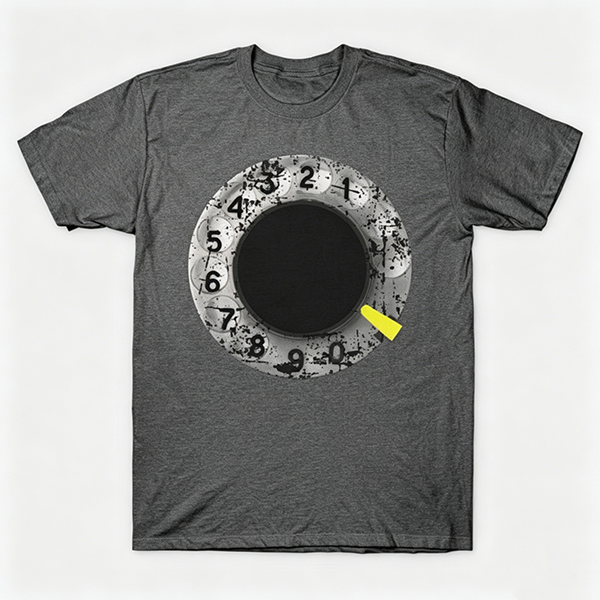 Vintage Rotary Phone Dial Pattern T-Shirt--VINT010