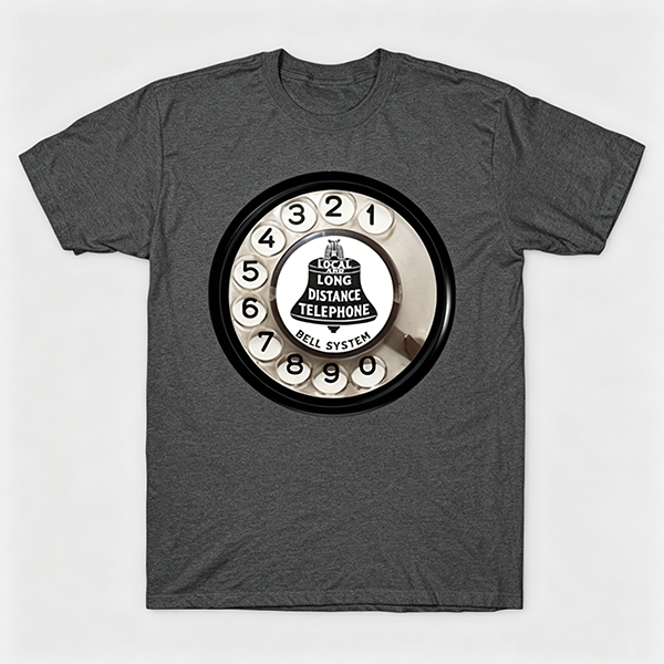 Vintage Rotary Phone Dial Pattern T-Shirt--VINT041