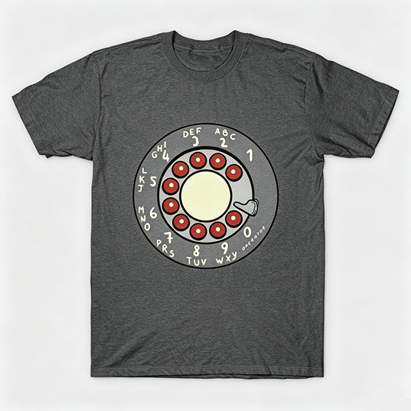Vintage Rotary Phone Dial Pattern T-Shirt--VINT044