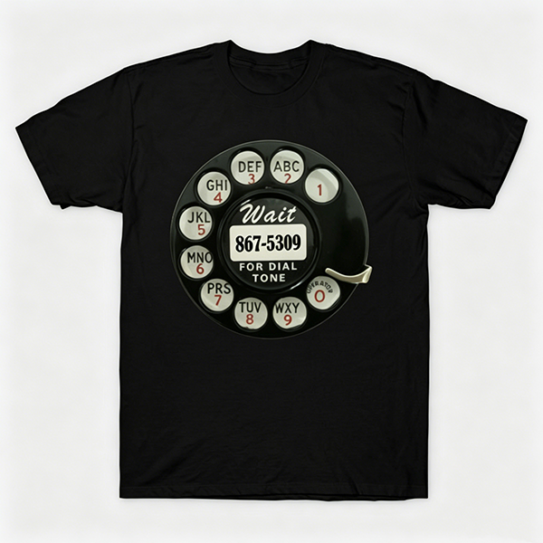 Vintage Rotary Phone Dial Pattern T-Shirt--VINT047