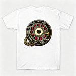 Vintage Rotary Phone Dial Pattern T-Shirt--VINT033