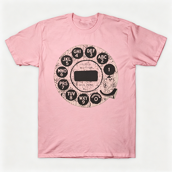 Vintage Rotary Phone Dial Pattern T-Shirt--VINT039